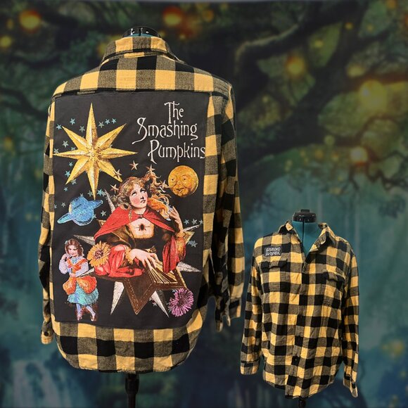 Upcycled Smashing Pumpkins Flannel | Mellon Collie 1995 | Oversized size  L - Picture 1 of 6